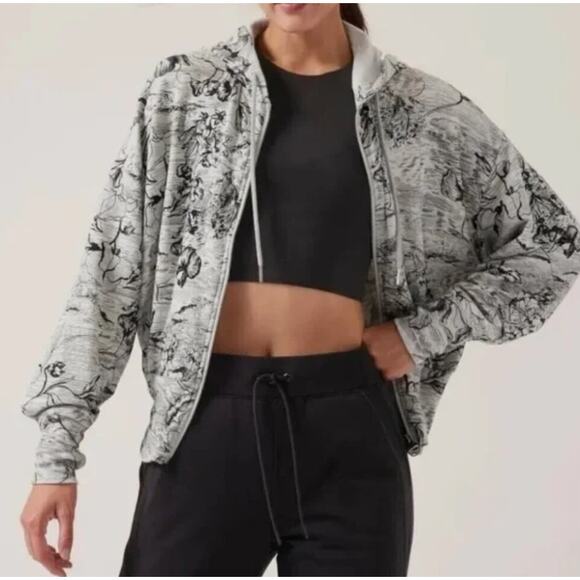 ATHLETA Jacket Women's SMALL Balance Eden Floral Zipped Hoodie Sweatshirt - Picture 3 of 11